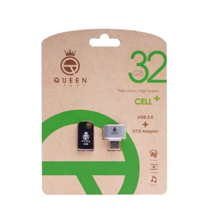 فلش مموری کوئین تک مدل CELL PLUS 32 گیگابایت، فلش USB 2.0، حافظه جانبی 32 گیگ، به همراه تبدیل OTG