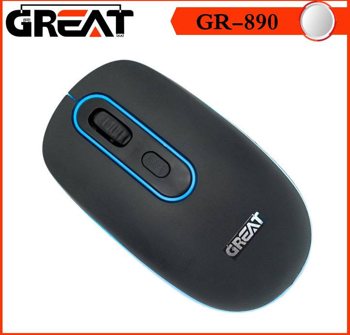 ماوس GREAT GR-890 بی سیم، دقت اپتیکال ۱۶۰۰ DPI، برد ۱۰ متر، Plug & Play بدون نیاز به درایور، گارانتی سلامت کالا