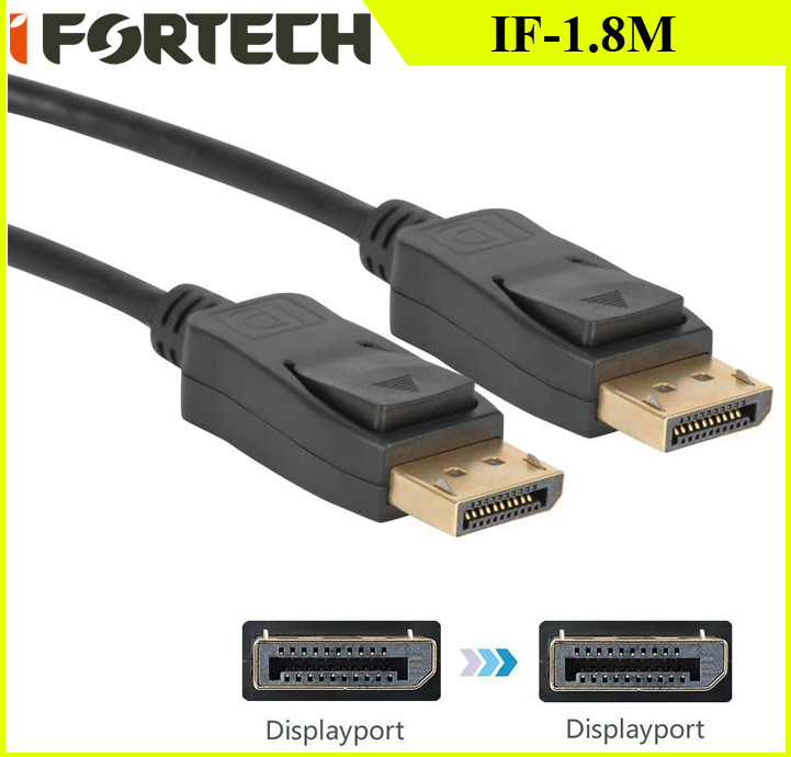 کابل دیسپلی پورت IFORTECH 1.8 متری، کابل DisplayPort به DisplayPort، DP to DP طول 180 سانتیمتر، اتصال 20 پین دو سر
