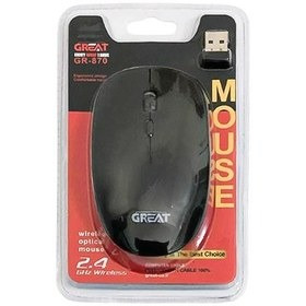 ماوس بی سیم GREAT مدل GR-870 استوک، مصرف بهینه باتری AA، وزن سبک، مناسب لپ تاپ و کامپیوتر رومیزی