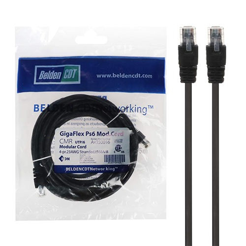 کابل بلدن مدل 5m Cat6، کابل شبکه با کیفیت بالا، 4 زوج 24 AWG، کانکتور RJ45 Snagless، ارسال سریع