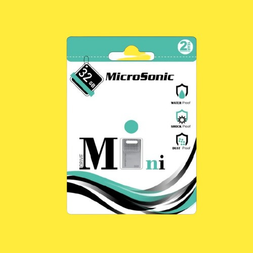 فلش مموری 32 گیگ میکروسونیک Mini Drive، رابط USB 2.0، سازگار با کامپیوتر و لپ تاپ و ضبط ماشین، گارانتی سلامت کالا