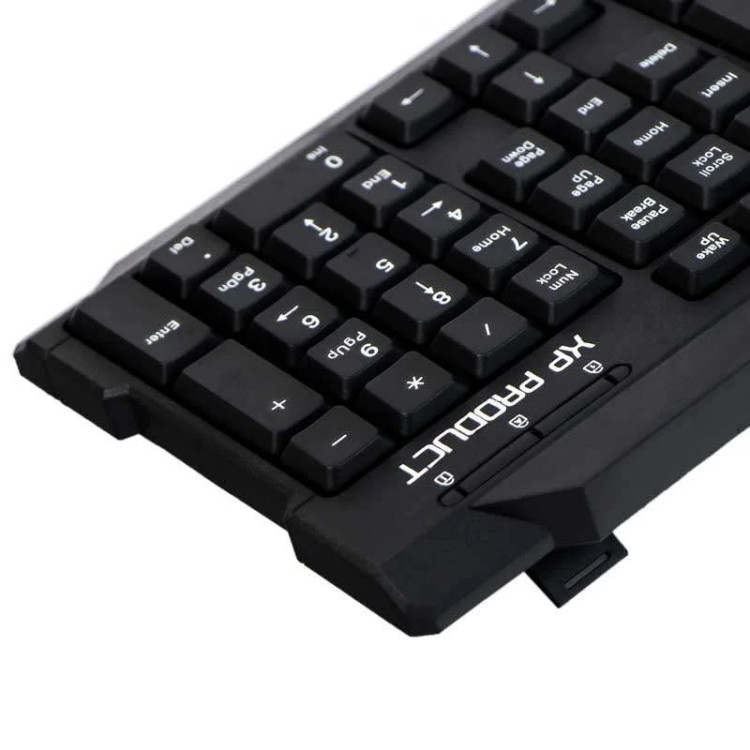 کیبورد اداری ایکس پی مدل XP-8600R، دارای بخش Number Pad برای حسابداری، پایه های قابل تنظیم ارتفاع، مقاوم در برابر گرد و غبار