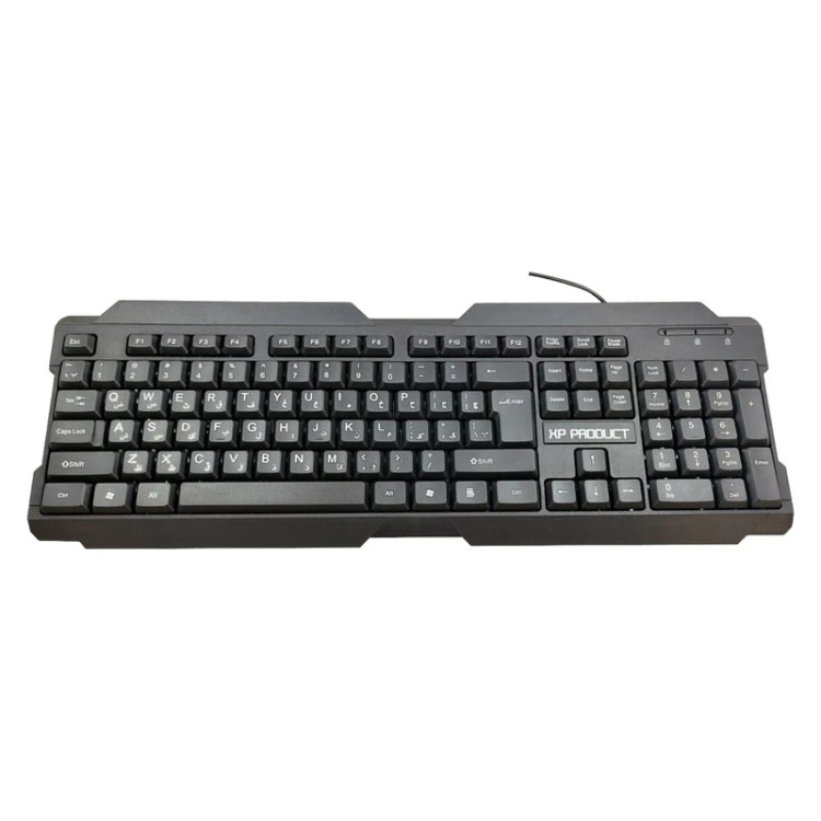 کیبورد ایکس پی XP-8600R استوک، Plug & Play بدون نیاز به درایور، نشانگر LED برای Num Lock و Caps Lock، سازگار با ویندوز و مک