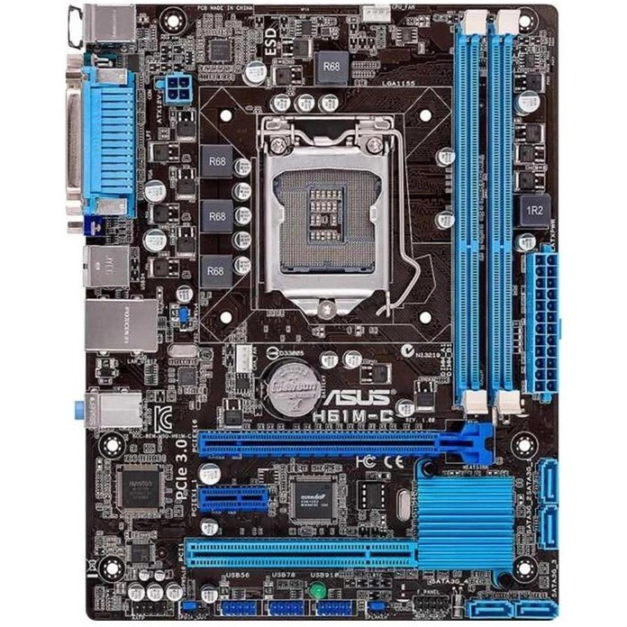 باندل مادربرد ایسوس H61M-C و پردازنده Intel Pentium G2030، سوکت LGA1155، چیپست H61، فرم فاکتور Micro ATX، همراه با فن اورجینال