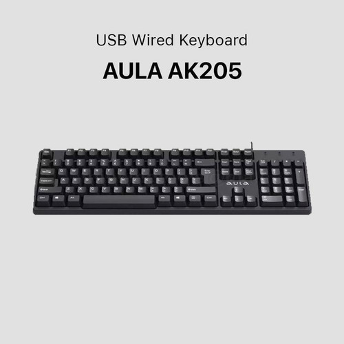 کیبورد آئولا AK205، اتصال USB با کابل ۱.۵ متری، کلیدهای ممبران، عمر ۱۰ میلیون کلیک، Plug & Play بدون نیاز به درایور