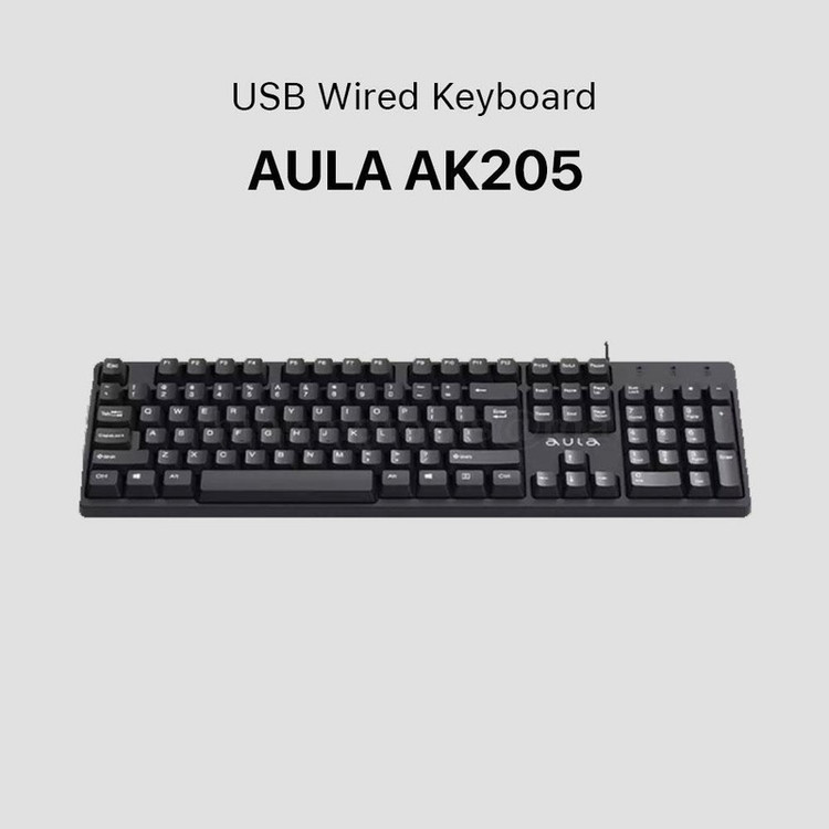 کیبورد آئولا AK205، اتصال USB با کابل ۱.۵ متری، کلیدهای ممبران، عمر ۱۰ میلیون کلیک، Plug & Play بدون نیاز به درایور