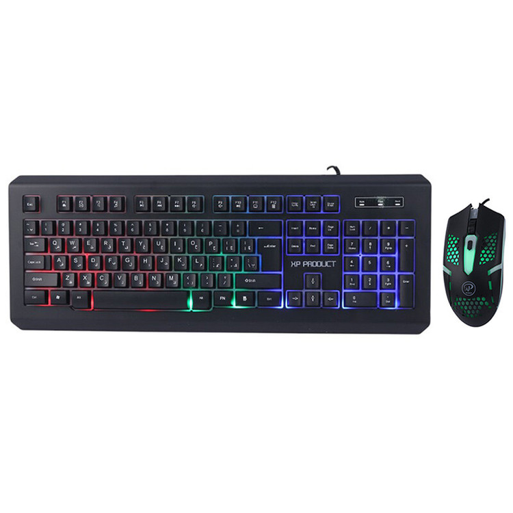 ست کیبورد و ماوس گیمینگ ایکس پی مدل XP-12300R، کیبورد مکانیکال، سوئیچ مقاوم، نورپردازی RGB، ماوس ۴ کلید با دقت بالا