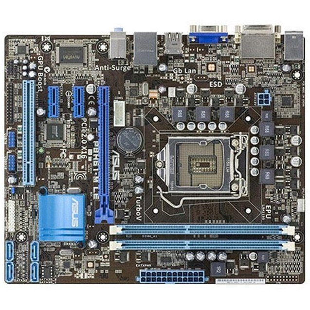 مادربرد ایسوس P8H61-M LE استوک، همراه پردازنده G620 و فن اورجینال، خروجی تصویر VGA و DVI، ۴ پورت SATA II، ۶ پورت USB 2.0