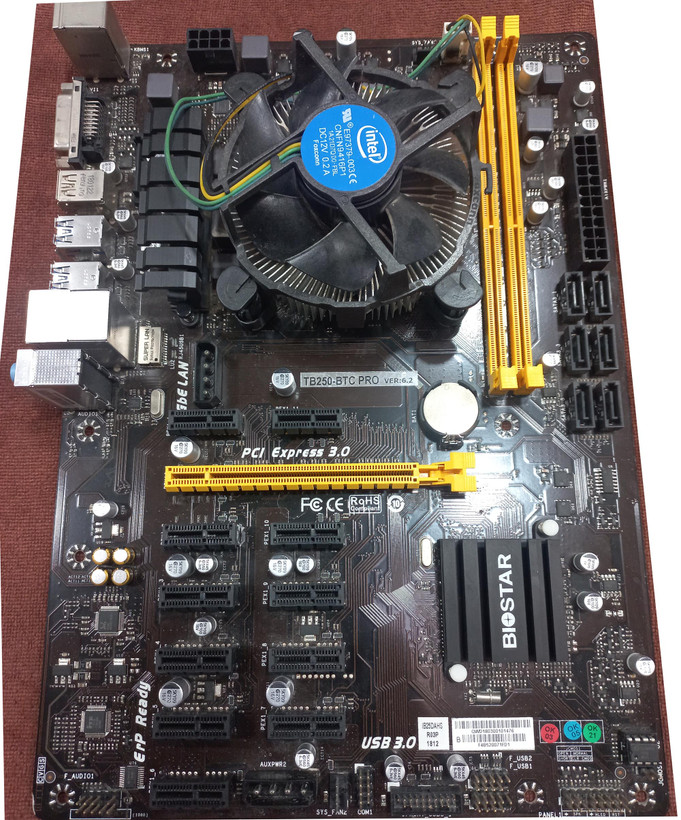 مادربرد بایواستار مدل TB250-BTC PRO به همراه پردازنده G4560، پشتیبانی از ویندوز ۱۰ و ۱۱، شبکه گیگابیت، خازنهای جامد، گارانتی سلامت کالا