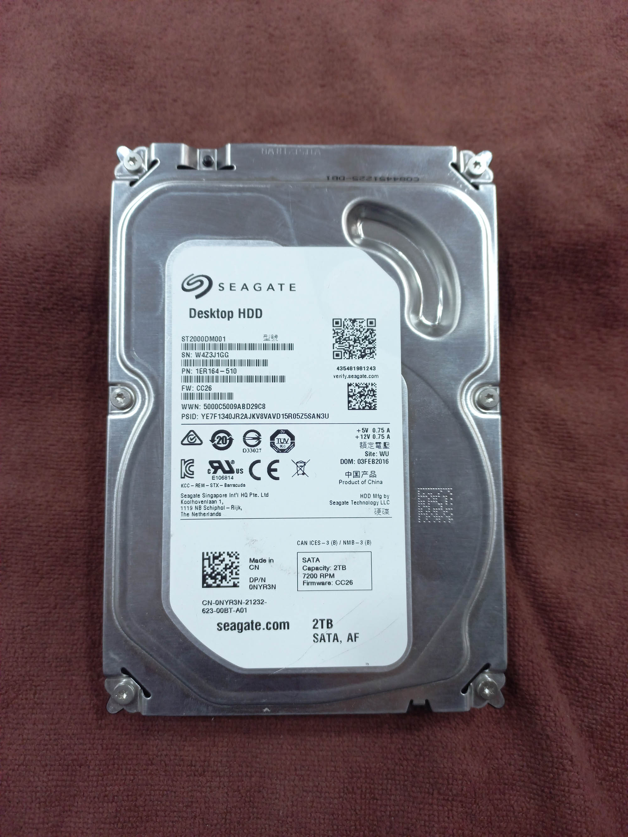 هارد استوک سیگیت مدل ST2000DM001 ظرفیت 2 ترابایت