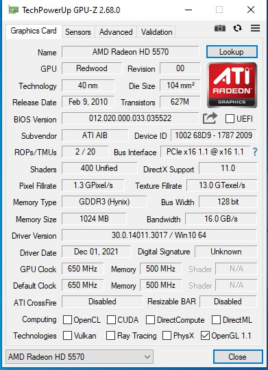 کارت گرافیک AMD مدل Radeon HD 5570، رابط PCI-E 2.0 x16، فن خنککننده بیصدا، طراحی Low Profile، مناسب HTPC و کیسهای باریک
