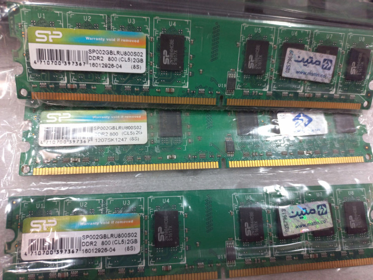 رم سیلیکون پاور 2 گیگابایت DDR2 800 مگاهرتز PC2-6400، حافظه رم دسکتاپ ۲ گیگ، فرم فاکتور DIMM 240 پین، مدل SP002GBLRU800S02
