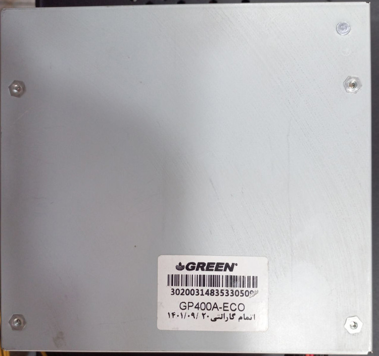 پاور گرین GP400A-ECO، پاور غیر ماژولار 400 وات، کانکتور 20+4 پین، 4 پورت SATA، کانکتور PCI-E 6+2 پین، Active PFC