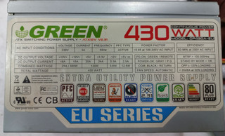 منبع تغذیه گرین مدل GP430A-EU، راندمان 86 درصد، ولتاژ ورودی 180-245 ولت، مناسب سیستم اداری و خانگی
