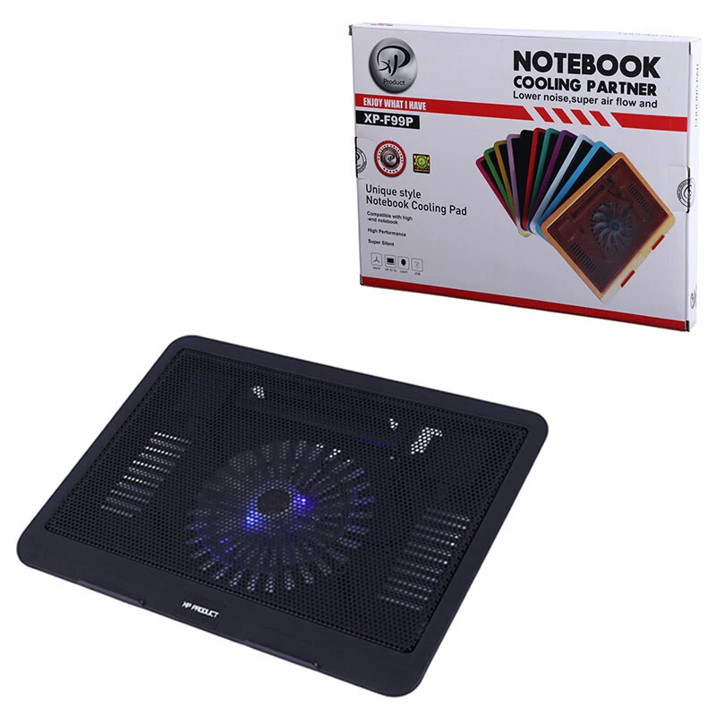 کول پد ایکس پی XP-F99P، پایه خنک کننده با نورپردازی LED، تنظیم ارتفاع، وزن ۵۰۰ گرم، گارانتی سلامت کالا
