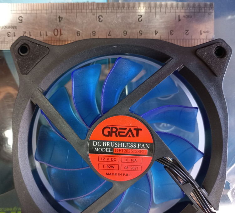 فن کیس گریت 120x120x25 میلی متر، فن با نور آبی، اتصال Molex، خنک کاری کیس کامپیوتر