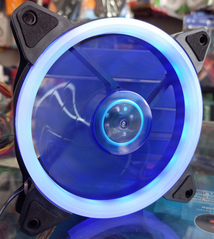 فن خنک کننده کیس گریت 12cm، فن LED آبی 120mm، همراه پیچ نصب، قیمت اقتصادی