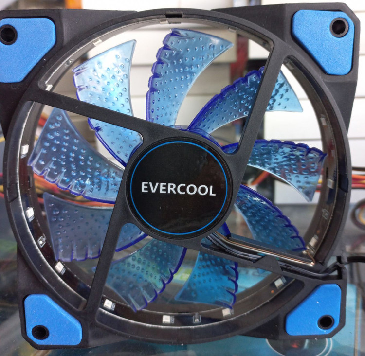 فن کیس 120 میلی متری اورکول، فن LED آبی کم صدا، خنک کننده کیس با کانکتور 4 پین، EVERCOOL
