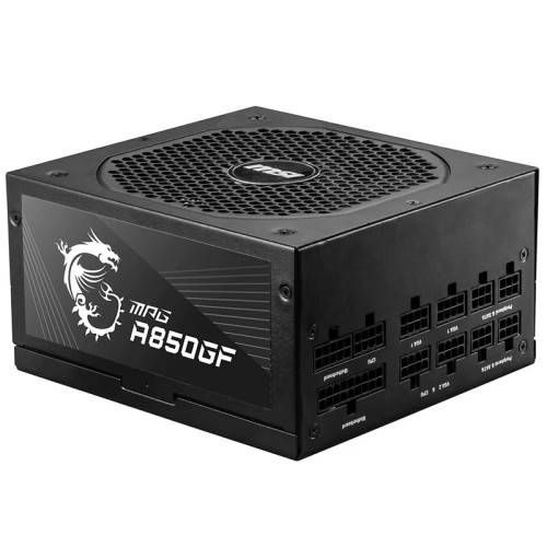 پاور MSI MAG A850GF 850W 80PLUS Gold، دارای ۲ کانکتور CPU 4+4 پین و ۶ کانکتور PCI-E 6+2 پین، خازن های ۱۰۰ درصد ژاپنی، تحویل سریع و ضمانت اصالت