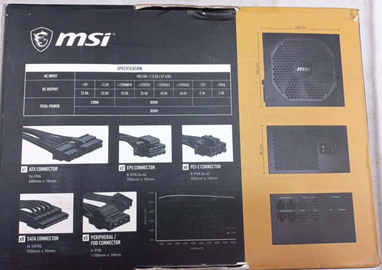 پاور کامپیوتر MSI MAG A850GF، پشتیبانی از RTX 30/40 Series، توپولوژی DC-DC، پروتکشن های ایمنی OVP و OCP و SCP