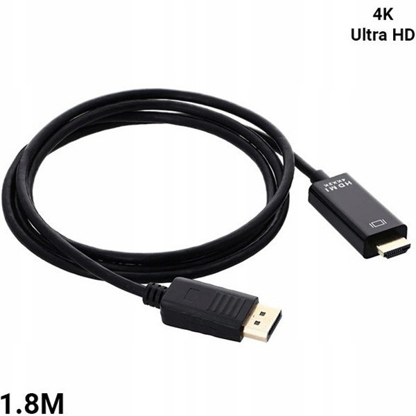 2. با کابل DP به HDMI مدل UHD 4K، تصویر سیستم خود را به نمایشگرهای HDMI منتقل کنید. این کابل با طول ۱۸۰ سانتیمتر، آزادی عمل بیشتری برای چیدمان تجهیزات فراهم میکند.