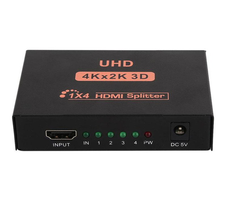 1. اسپلیتر HDMI یک به چهار HDTV، مناسب انتقال همزمان تصویر و صدا از یک دستگاه به چهار نمایشگر.
