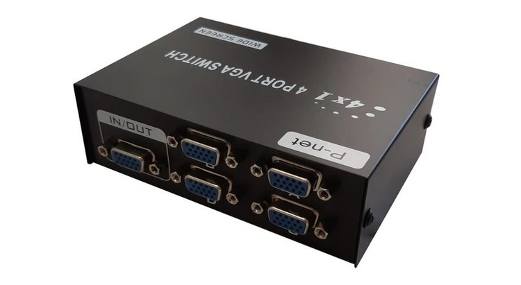 1. سوئیچ چهار پورت VGA مدل VGA-15-4، مناسب اتصال چهار کامپیوتر به یک مانیتور یا نمایشگر.